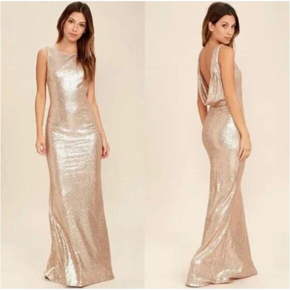 Lulus Slink and Wink Matte Rose Gold Sequin Dress Size XS - Picture 1 of 11